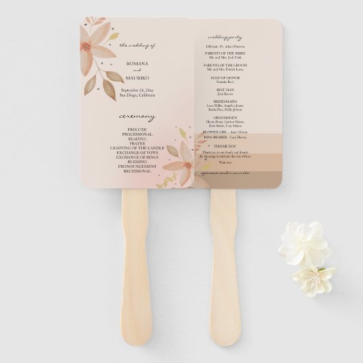 Elegant Terracotta Blush Waterverf Art Handwaaier (Voorkant en achterkant)