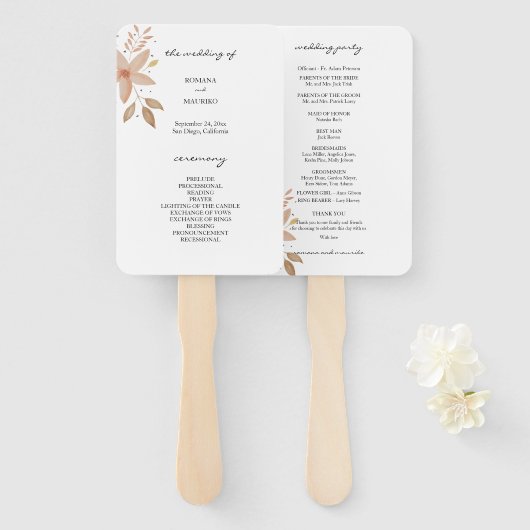 Elegant Terracotta Blush Waterverf Art Handwaaier (Voorkant en achterkant)