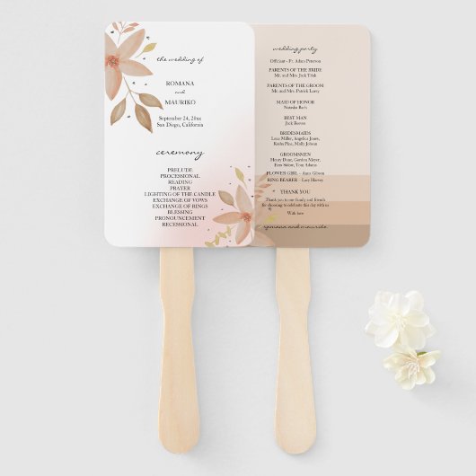 Elegant Terracotta Blush Waterverf Art Handwaaier (Voorkant en achterkant)