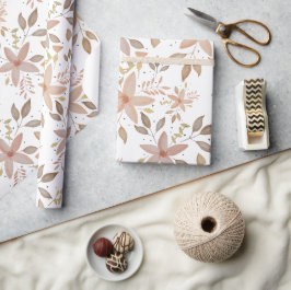Elegant Terracotta Blush Waterverf Floral Cadeaupapier