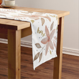 Elegant Terracotta Blush Waterverf Floral Korte Tafelloper