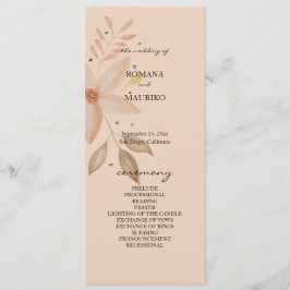 Elegant Terracotta Blush Waterverf Flowers Programmakaart