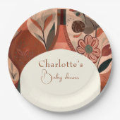 Elegant Terracotta boho baby shower Papieren Bordje (Voorkant)