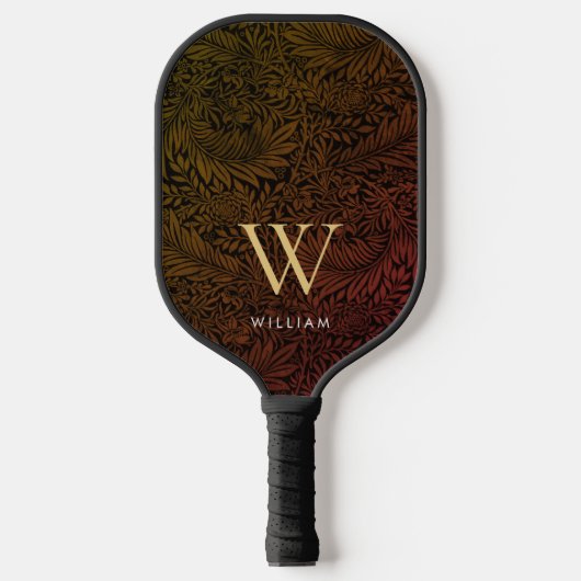 Elegant Terracotta Boho Botanisch Patroon Monogram Pickleball Paddle (Voorkant)