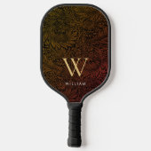 Elegant Terracotta Boho Botanisch Patroon Monogram Pickleball Paddle (Achterkant)