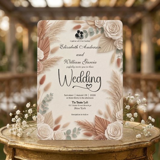 Elegant Terracotta Boho Chic Wedding Kaart