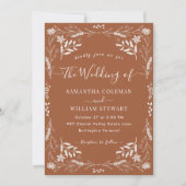 Elegant Terracotta Boho Modern Typography Wedding Kaart (Voorkant)
