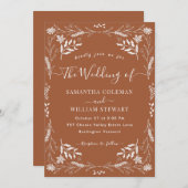 Elegant Terracotta Boho Modern Typography Wedding Kaart (Voorkant / Achterkant)