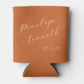 Elegant Terracotta Boho Script Bruiloft Custom Blikjeskoeler (Voorkant)