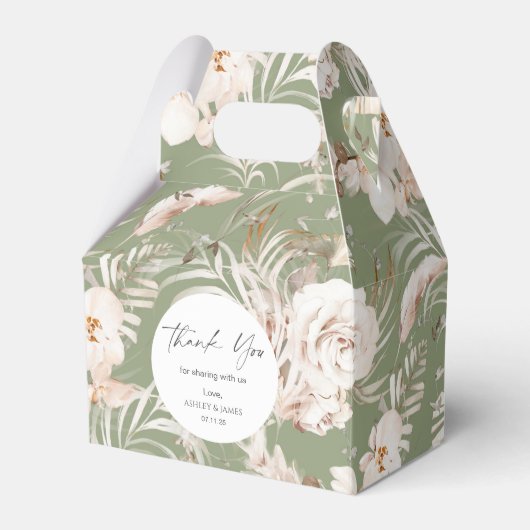 Elegant terracotta botanical floral garden bruilof bedankdoosjes (Voorkant Zijde)