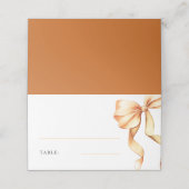 Elegant Terracotta Bow Bridal Shower Table Plaatskaartje (Buitenkant ongevouwen)