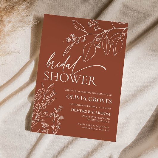 Elegant Terracotta Bridal Shower Kaart