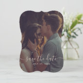 Elegant Terracotta Calligrafie sparen de datum Kaart (Staand voorkant)