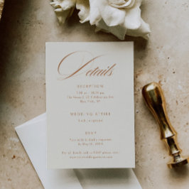 Elegant Terracotta Calligraphy Wedding Details Informatiekaartje