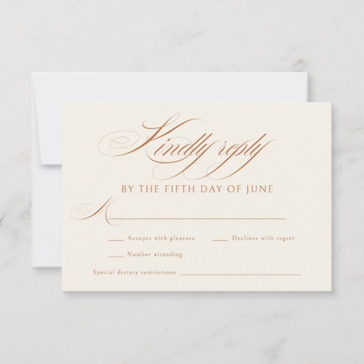 Elegant Terracotta Calligraphy Wedding RSVP Kaartje (Voorkant)