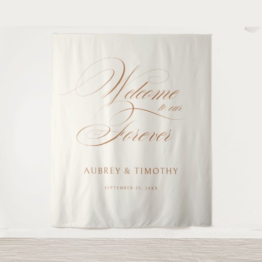 Elegant Terracotta Calligraphy Wedding Welcome Wandkleed (Voorkant)