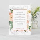 Elegant Terracotta Champagne Floral Script Kaart (Staand voorkant)
