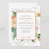 Elegant Terracotta Champagne Floral Script Kaart (Voorkant / Achterkant)
