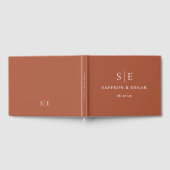 Elegant Terracotta Chic Monogram Bruiloft Gastenboek (Volledig)