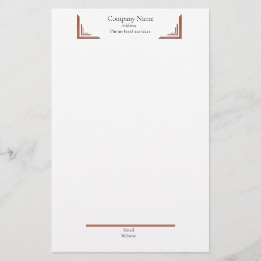 Elegant Terracotta Corner— with Footer Stationery Briefpapier (Voorkant)