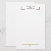 Elegant Terracotta Corner— with Footer Stationery Briefpapier (Voorkant / Achterkant)