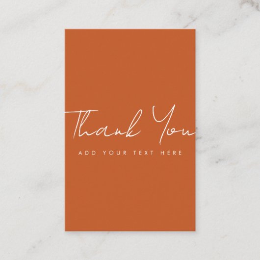 Elegant Terracotta Dank u wel, Trendy Verticaal Visitekaartje (Voorkant)