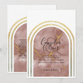 Elegant Terracotta Earthy Marble Gold Arch Wedding Kaart (Voorkant / Achterkant)