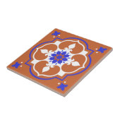 Elegant Terracotta en Blue Flower Azulejo Tegeltje (Zijkant)
