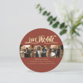 Elegant Terracotta en Gold Wedding Photo Save The Date (Staand voorkant)
