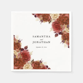Elegant Terracotta en Ivory Flowers Wedding Servet