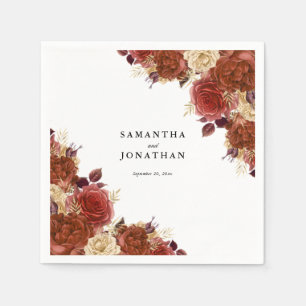 Elegant Terracotta en Ivory Flowers Wedding Servet