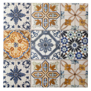 Elegant terracotta en wit blauw Kleurrijk  Tegeltje