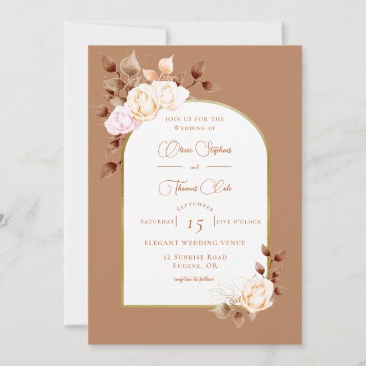 Elegant Terracotta Eucalyptus Boho Lijst Wedding Kaart (Voorkant)
