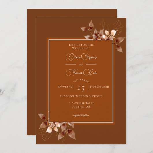 Elegant Terracotta Eucalyptus Burnt Sinaasappel We Kaart (Voorkant / Achterkant)