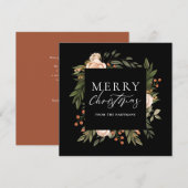 Elegant Terracotta Floral Boho Kerstmis Feestdagenkaart (Voorkant / Achterkant)