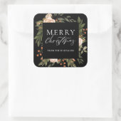 Elegant Terracotta Floral Boho kerstnaam Vierkante Sticker (Tas)