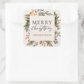 Elegant Terracotta Floral Boho kerstnaam Vierkante Sticker (Tas)