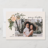 Elegant Terracotta Floral Boho met kerstfoto Feestdagenkaart (Voorkant)