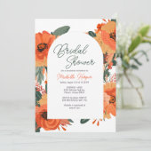 Elegant Terracotta Floral Bridal Shower Invitation Kaart (Staand voorkant)