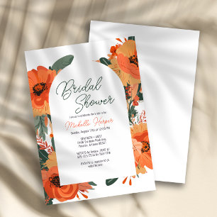 Elegant Terracotta Floral Bridal Shower Invitation Kaart