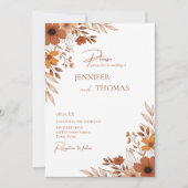 Elegant Terracotta Floral Hand-Drawn Wedding Kaart (Voorkant)