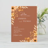 Elegant Terracotta Floral Hand-Drawn Wedding Kaart (Staand voorkant)