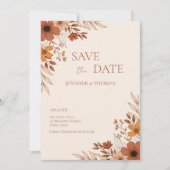 Elegant Terracotta Floral Hand-Drawn Wedding Save The Date (Voorkant)