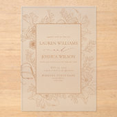 Elegant Terracotta Floral Line Art Wedding Acryl Uitnodigingen (Voorkant)