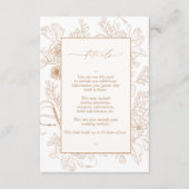 Elegant Terracotta Floral Line Art Wedding Details Informatiekaartje (Voorkant)