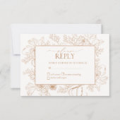 Elegant Terracotta Floral Line Art Wedding RSVP Kaartje (Voorkant)