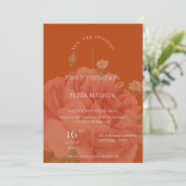 Elegant Terracotta Floral minimalist Wedding Kaart (Staand voorkant)