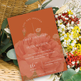 Elegant Terracotta Floral minimalist Wedding Kaart