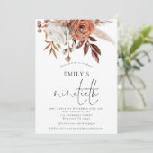 Elegant Terracotta Floral Ninetieth Birthday Party Kaart (Staand voorkant)
