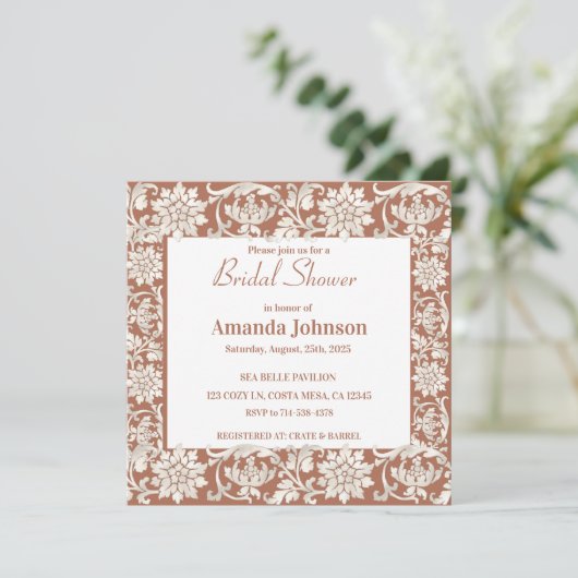 Elegant Terracotta Floral Pattern Vrijgezellenfees Kaart (Staand voorkant)